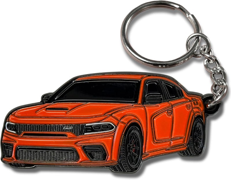 FOUR WHEEL BEAST مفتاح سيارة دودج تشارجر - مرخص رسميًا - ملحقات سيارة سرت المعدنية - سلسلة مفاتيح سيارة رائعة هدية للرجال - Image 1